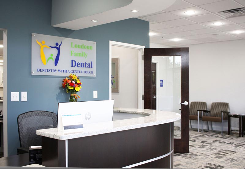 front desk and waiting area at Loudoun Family Dental