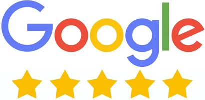 Google logo with five gold stars
