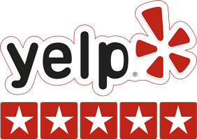 yelp logo with five red stars